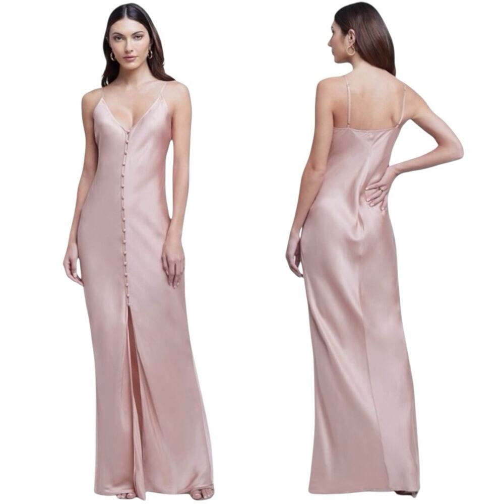 L'AGENCE Arizona maxi slip dress in dusty pink rayon-viscose blend Size 8 NWT